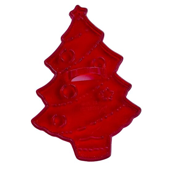 Vintage Red Plastic Christmas Tree Cookie Cutter - Picture 1 of 4